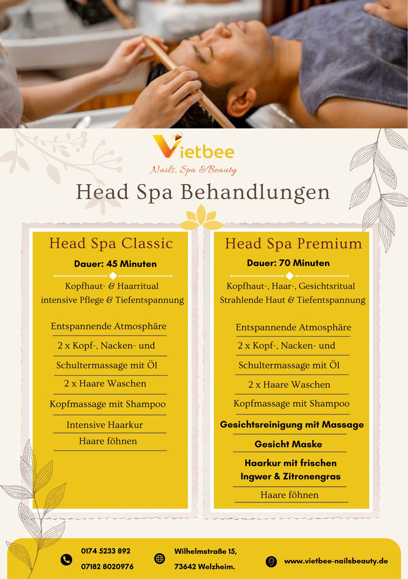 Head Spa Classic & Premium Behandlungen